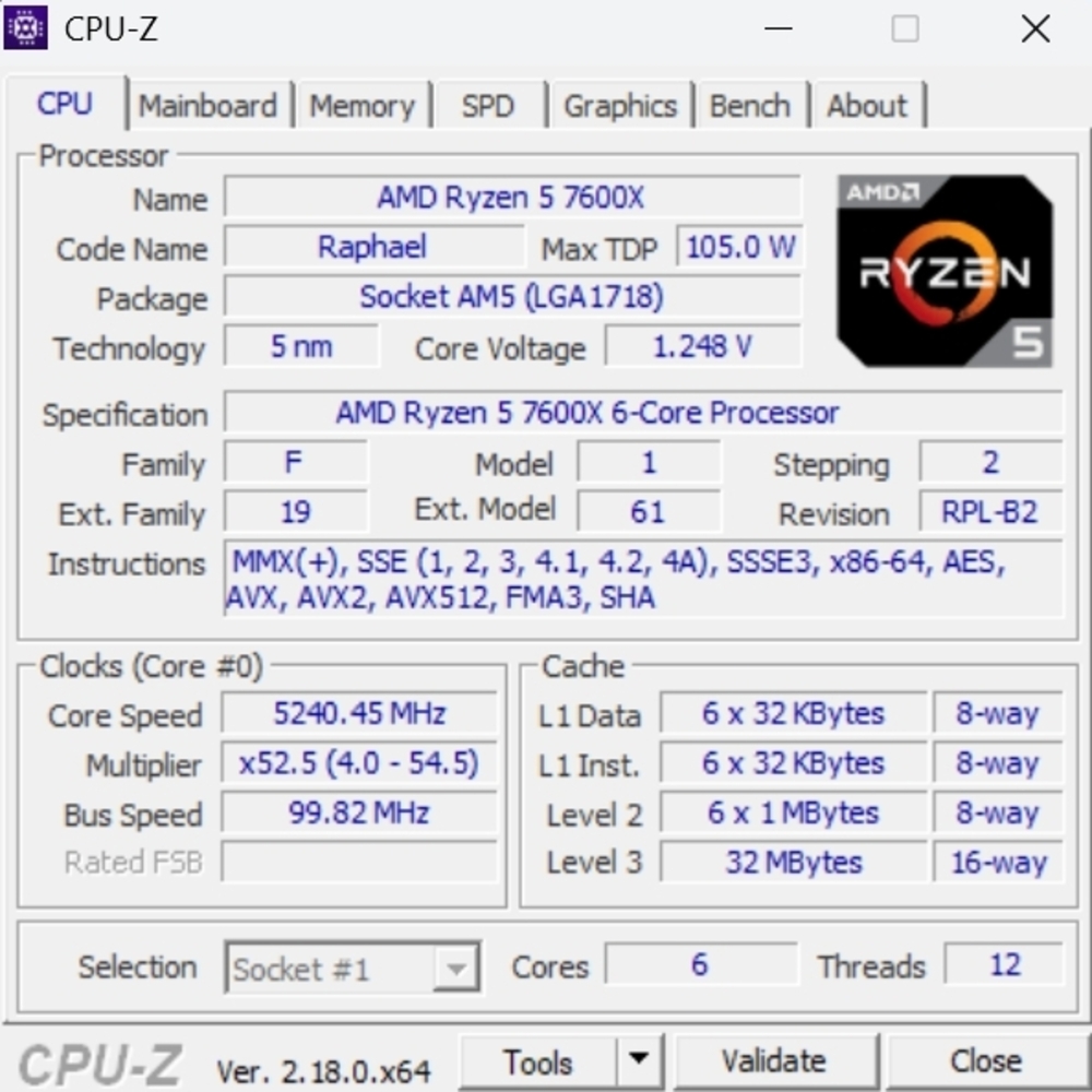 AMD Ryzen 5 7600X Series Processor - Socket AM5 - Excellent Used Condition - Picture 6 of 6